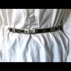 Belt silver and leather